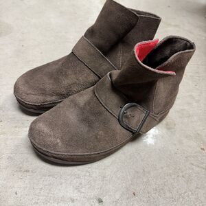 Fitflop Dash Suede‎ Ankle Boots Womens Size 7 EUR 38 Chocolate Brown Leather